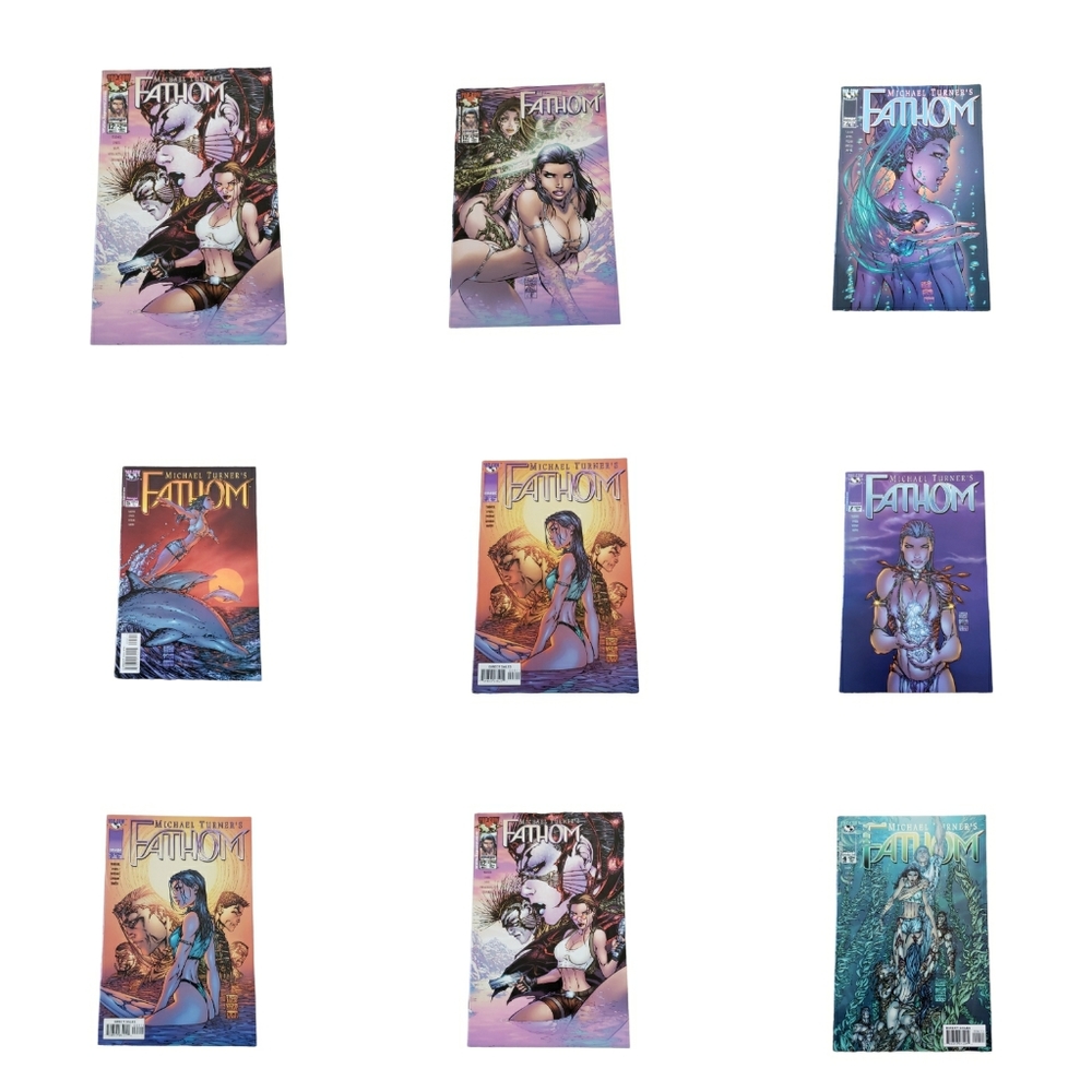 VTG 90s Michael Turner's Fathom 9 Piece Lot comic books Top Cow 2,3,4,5,7 and 12